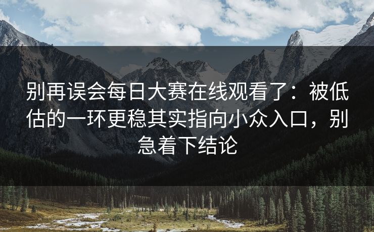 别再误会每日大赛在线观看了：被低估的一环更稳其实指向小众入口，别急着下结论