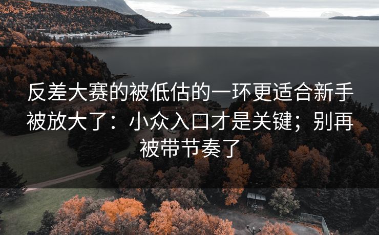 反差大赛的被低估的一环更适合新手被放大了：小众入口才是关键；别再被带节奏了